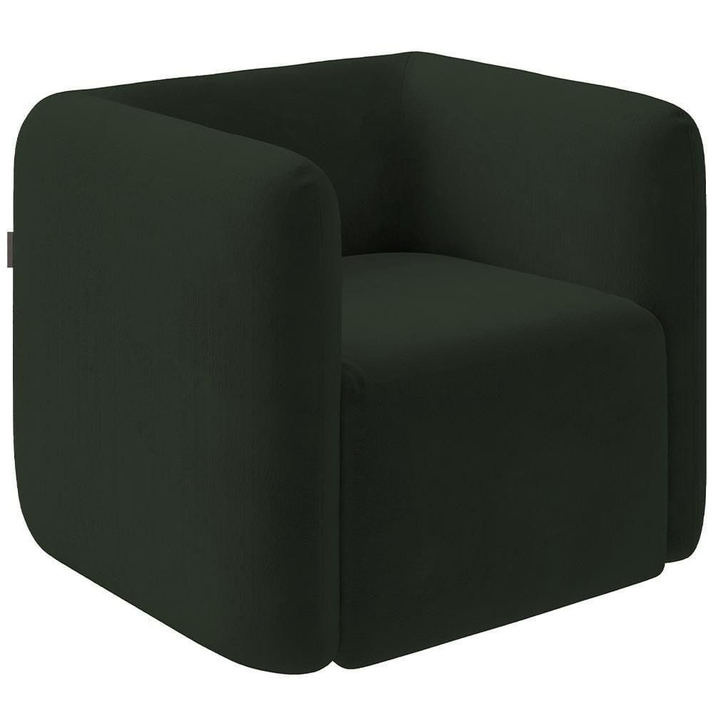 Poltrona Decorativa Para Sala De Estar Fixa Living Peônia K01 Veludo Verde