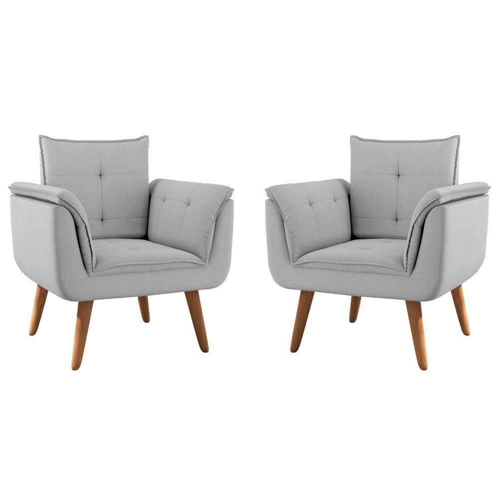 Conjunto Poltrona Para Sala De Recepção Silveiras Linha Cinza