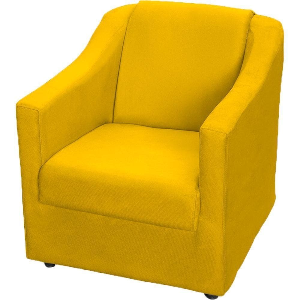 Poltrona Decorativa Mila Pé De Plástico Cromado - Amarelo Suede