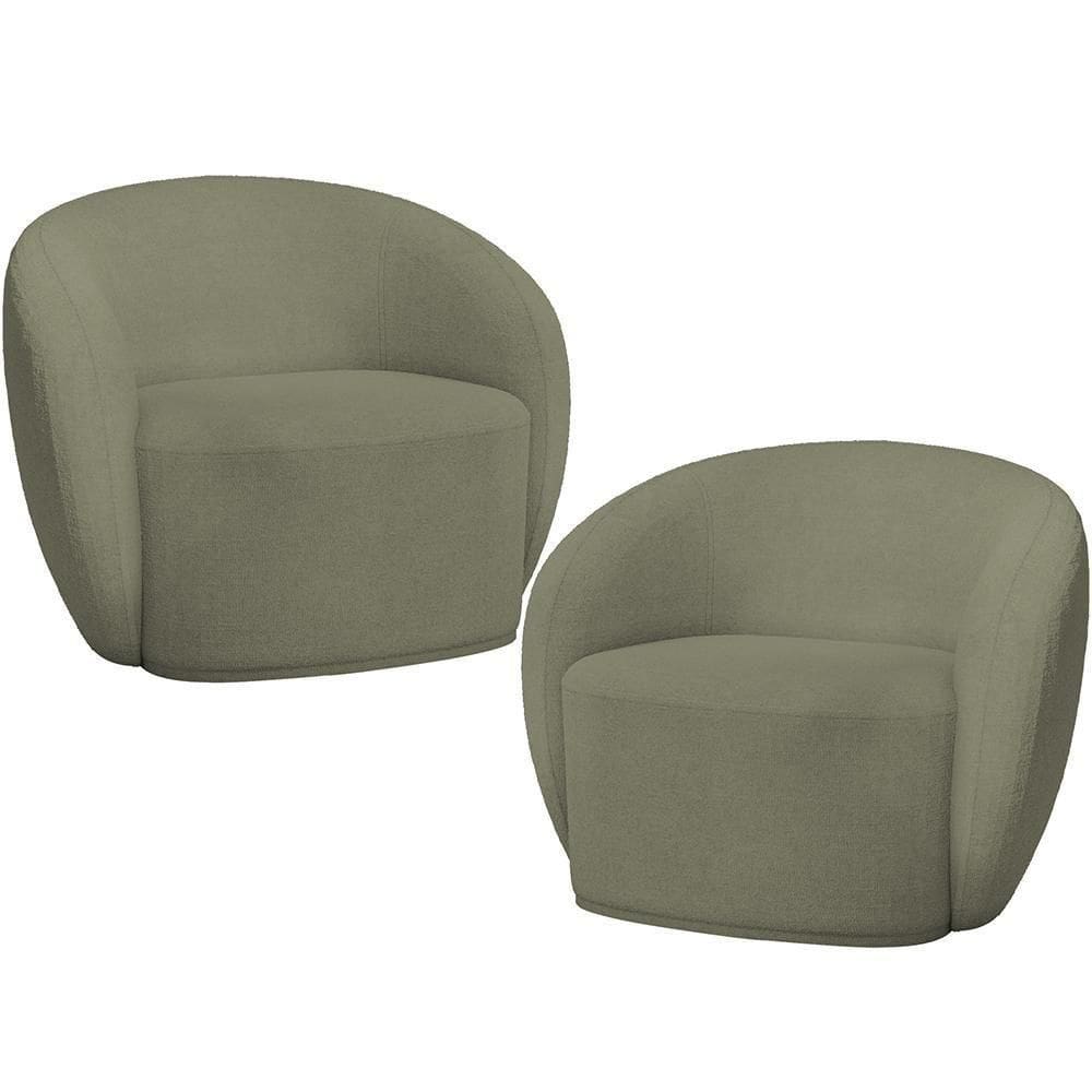 Kit 02 Poltronas Decorativas Para Sala De Estar Living Gliese K01 Bouclê Verde