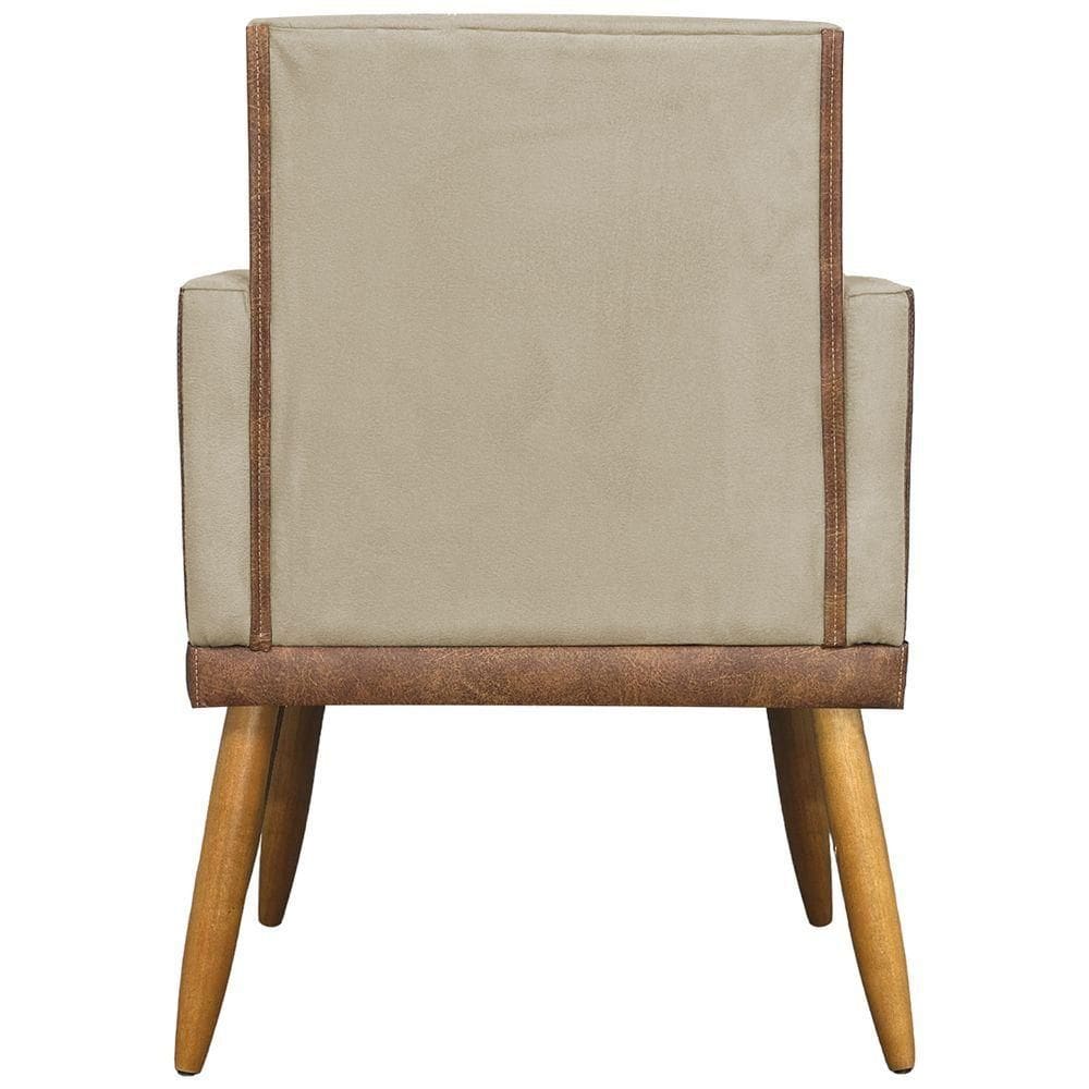 Poltrona Decorativa Lis Corino e Pé Palito 30 Cm Castanho - Nude Suede Corino