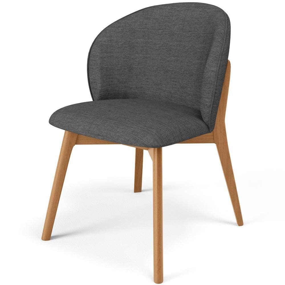 Cadeira De Jantar E Estar Living Estofada Mia L02 Linho Cinza Escuro