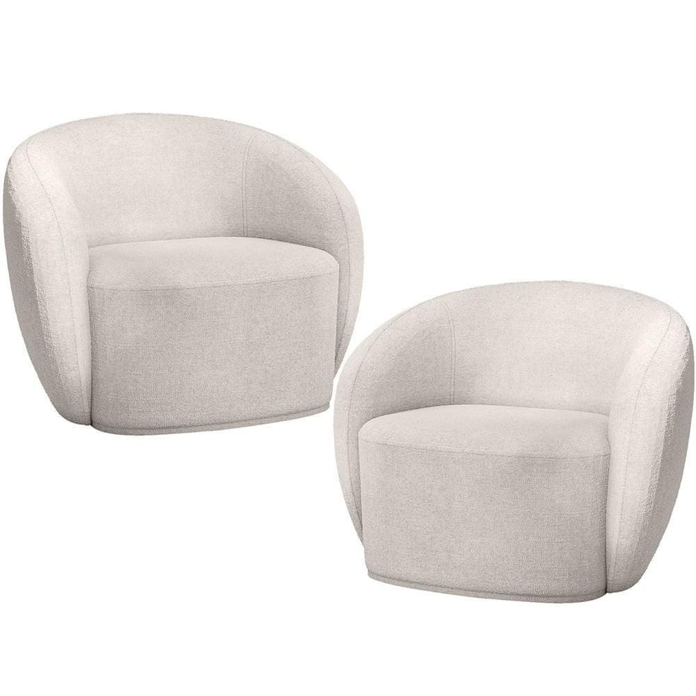 Kit 02 Poltronas Decorativas Para Sala De Estar Living Gliese K01 Bouclê Creme