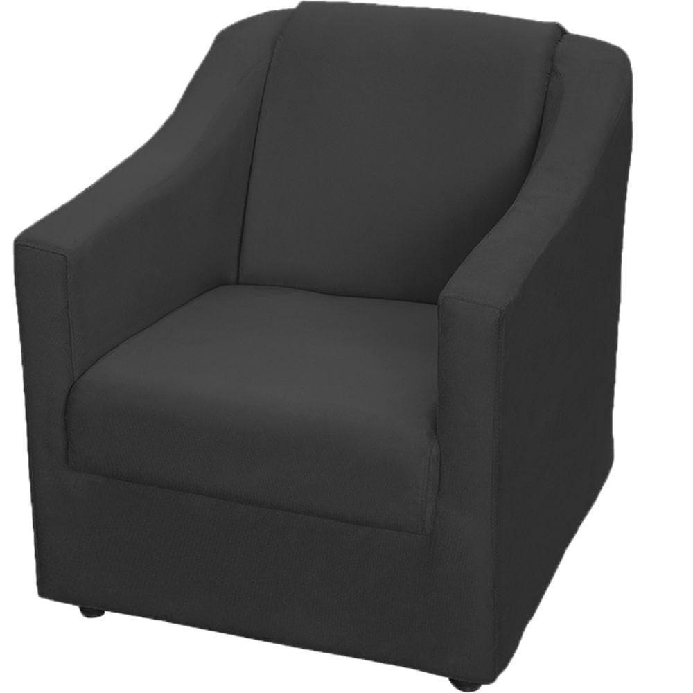 Poltrona Decorativa Mila Pé De Plástico Cromado - Preto Suede