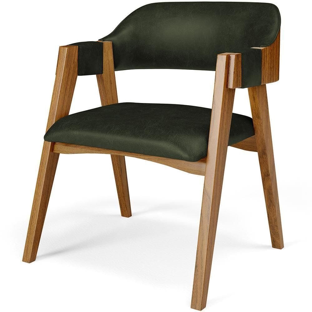 Cadeira Para Sala De Jantar E Estar Living Estofada Suran L02 Couríssimo Verde Musgo - Lyam
