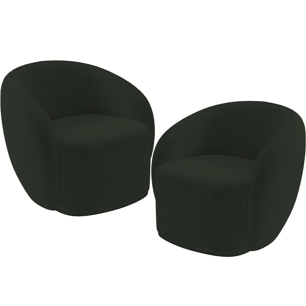 Kit 02 Poltronas Decorativas Para Sala De Estar Living Gliese K01 Veludo Verde