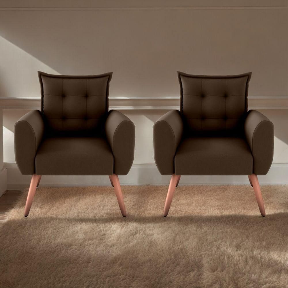 Jogo De Poltronas Decorativas Park Suede Marrom