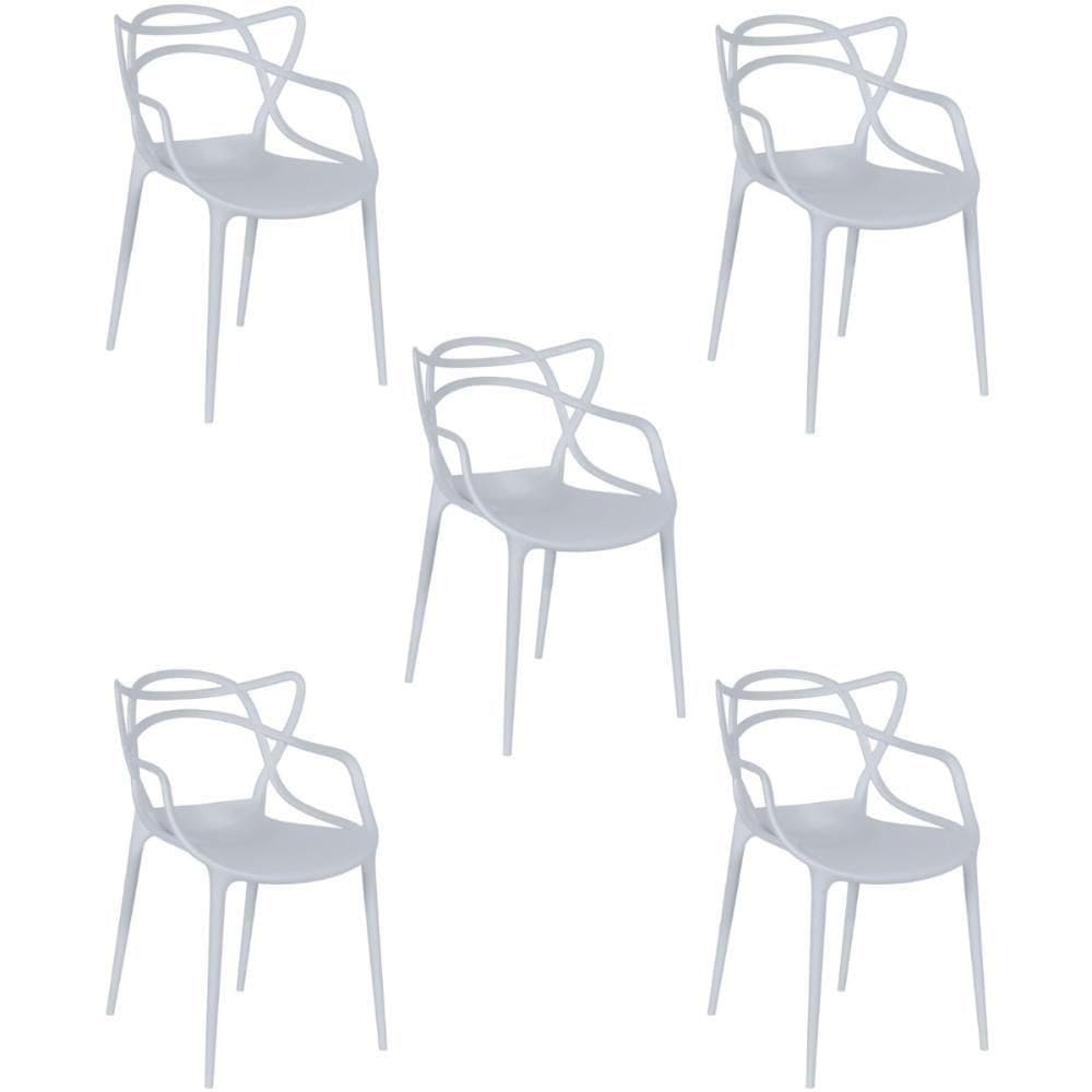 Kit 5 Cadeiras Allegra Empilhável Com Inmetro Magazine Decor - Cinza