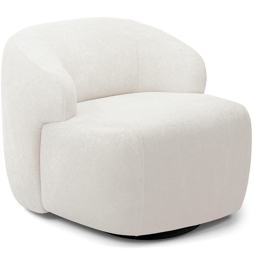 Poltrona Decorativa Orgânica Giratória Living Barolo L06 Bouclê Branco