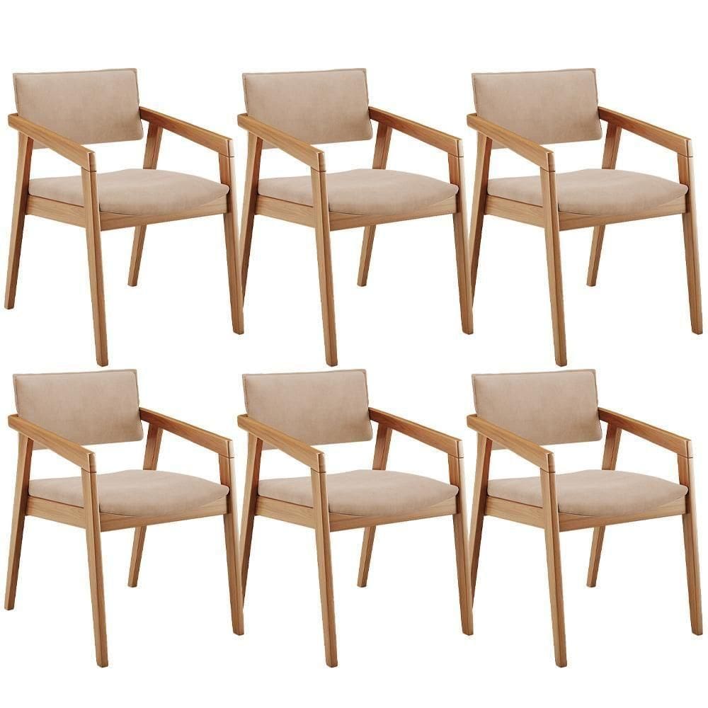 Kit 06 Cadeiras Para Sala De Jantar Estar Living Giorgia B04 Suede Bege