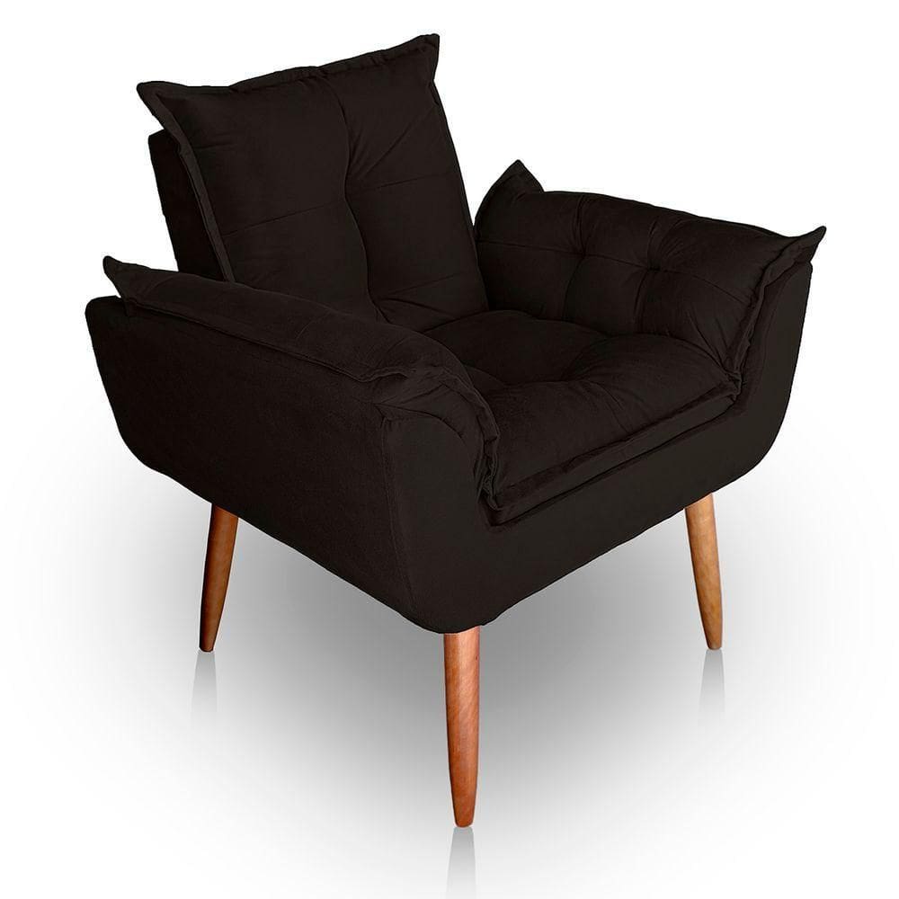 Poltrona Para Sala E Quarto Decorativa Opala Suede Cor Marrom