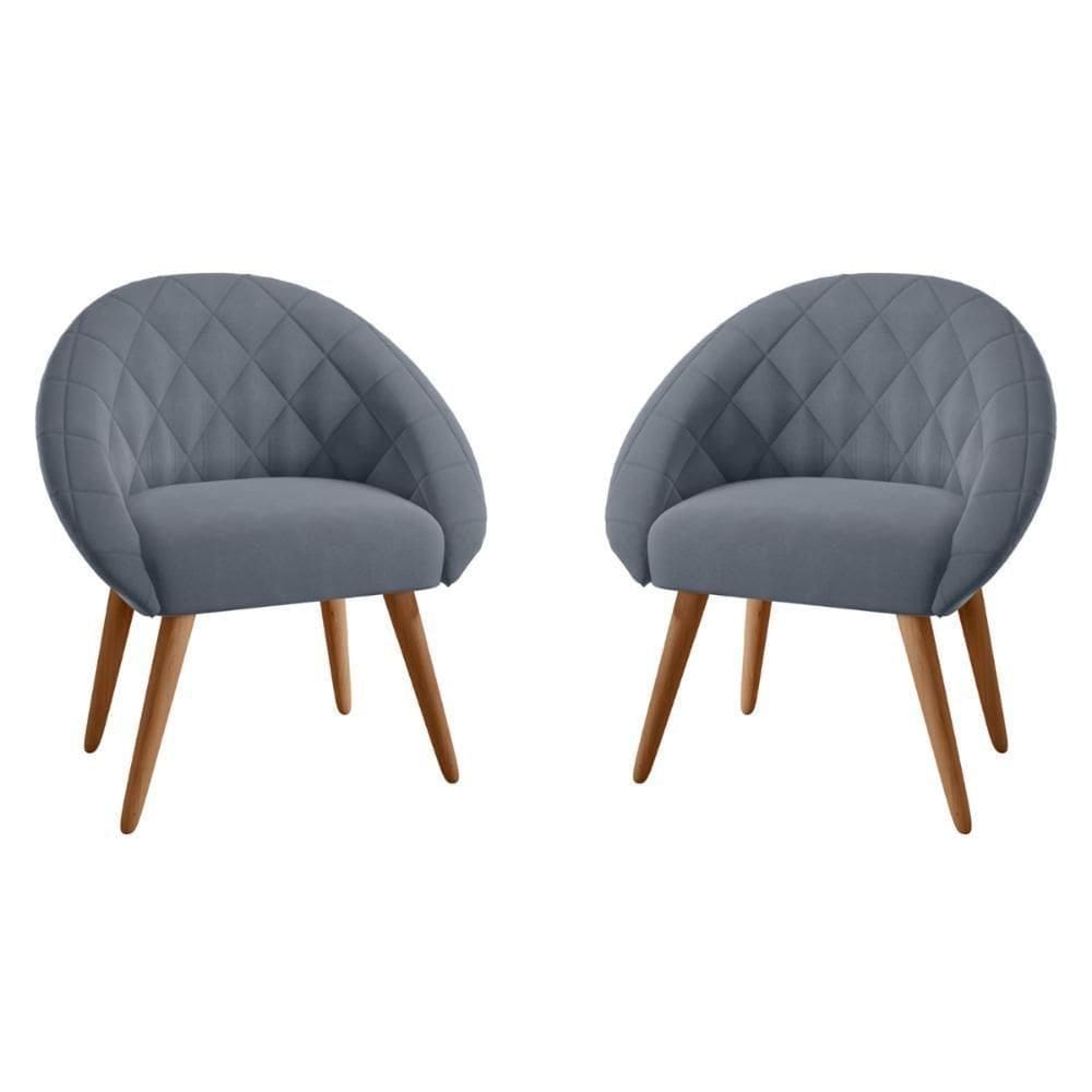 Conjunto Poltrona Para Sala De Recepção Celina Inca Chumbo