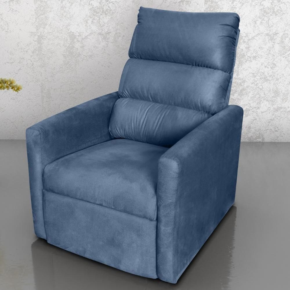 Poltrona Do Papai Reclinável Maia Suede Azul