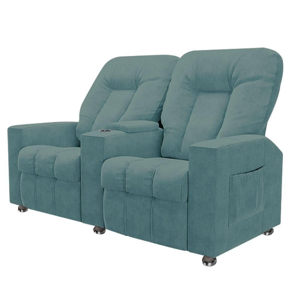 Poltrona Reclinável Para Cinema 2 Lugares Praddo Fh9 Veludo Azul Claro Mpozenato