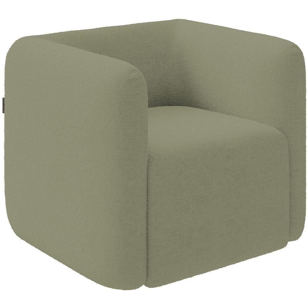 Poltrona Decorativa Para Sala De Estar Fixa Living Peônia K01 Bouclê Verde