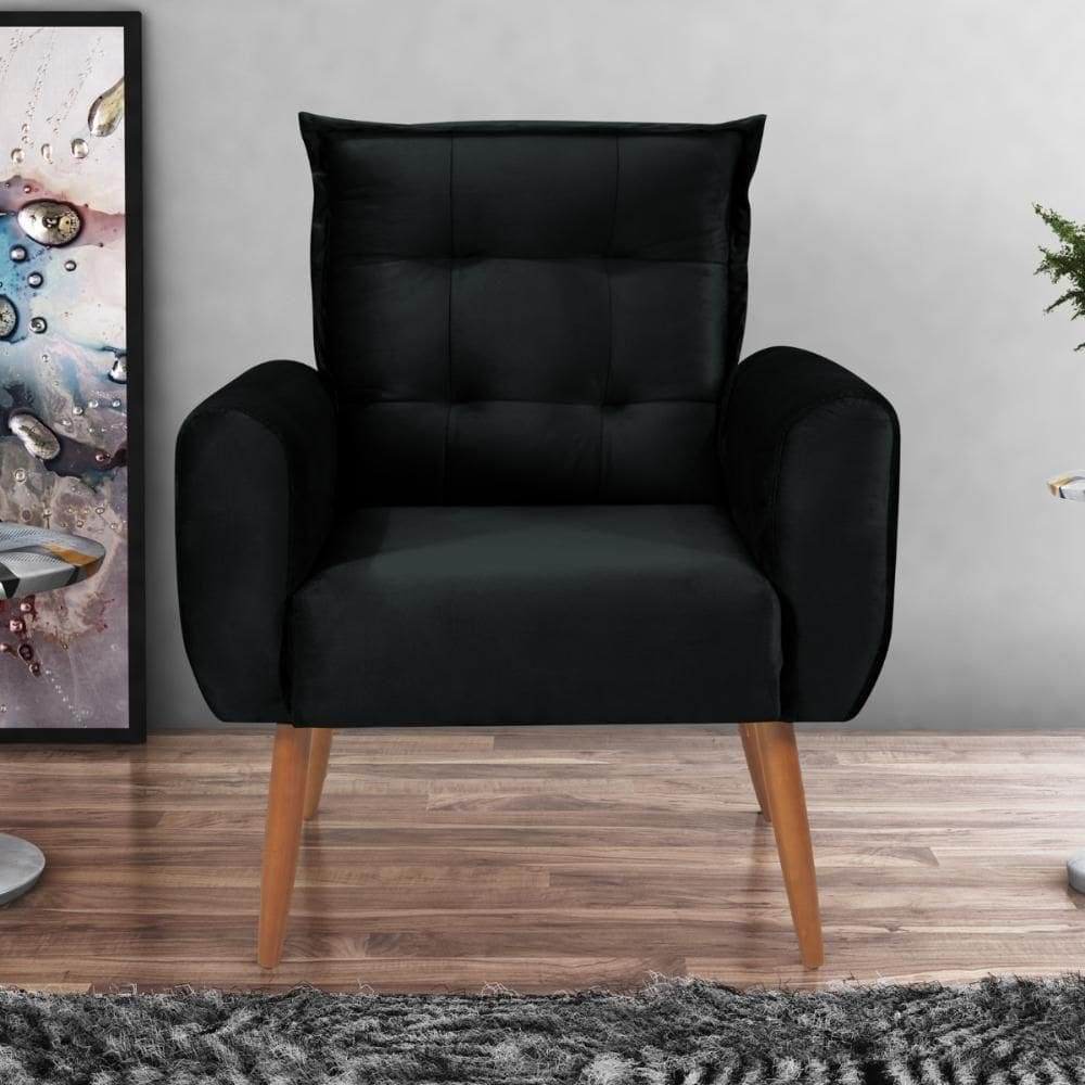 Poltrona Decorativa Vera Veludo Preto