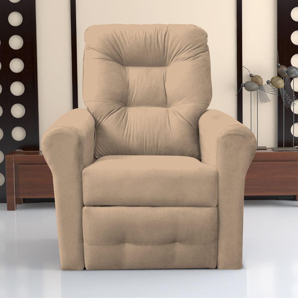 Poltrona Reclinável Para Descanso Thalia Suede Bege