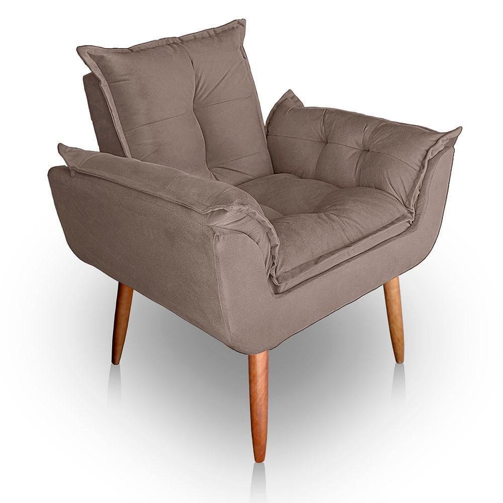 Poltrona Para Sala E Quarto Decorativa Opala Suede Cor Capuccino
