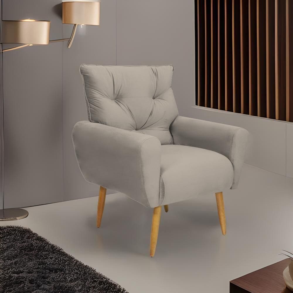 Poltrona Decorativa Para Sala De Estar Quarto E Escritorio Denver Veludo Matrix - Cappuccino