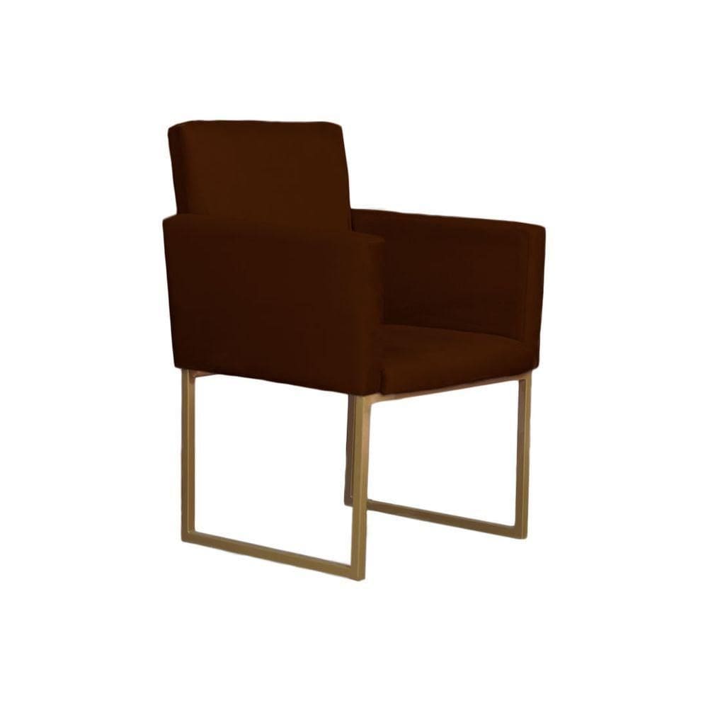 Poltrona Klara Para Sala E Recepção Base Dourada Suede Marrom