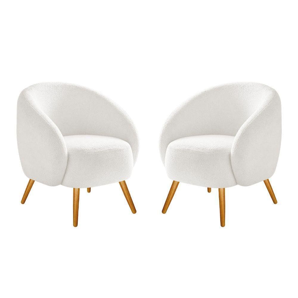 Kit 02 Poltronas Decorativas Sala De Estar Recepção Adj Decor Cor Branco
