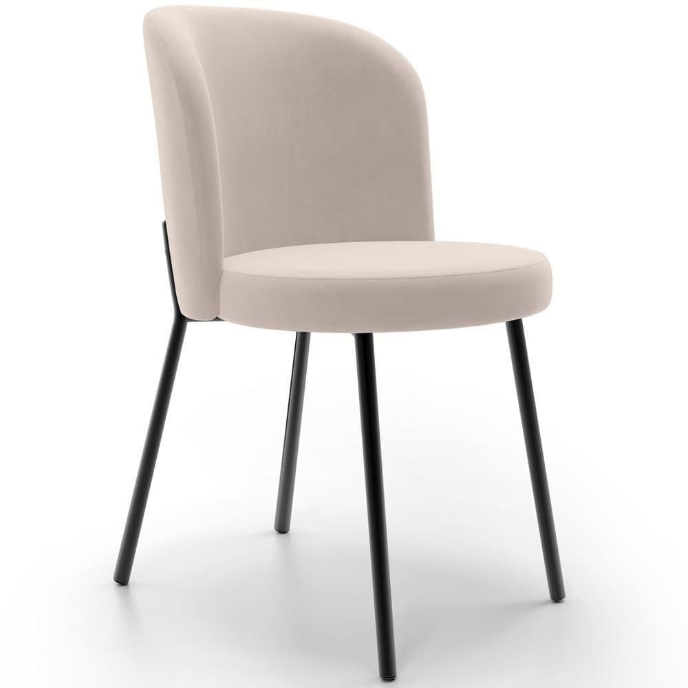 Cadeira Para Sala De Jantar Estofada Gavi L02 Suede Bege