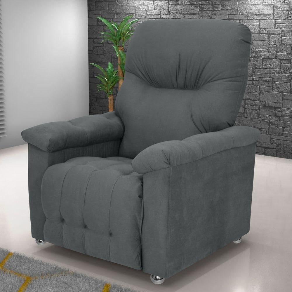 Poltrona Reclinável Saul Veludo Maserati Chumbo