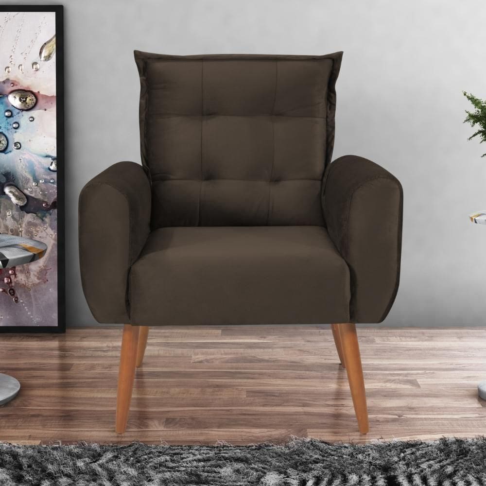 Poltrona Decorativa Vera Veludo Marrom