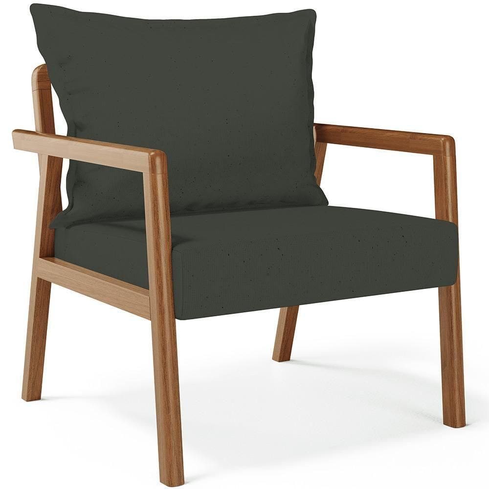 Poltrona Decorativa Para Sala De Estar E Living Alícia B04 Linho Verde Musgo
