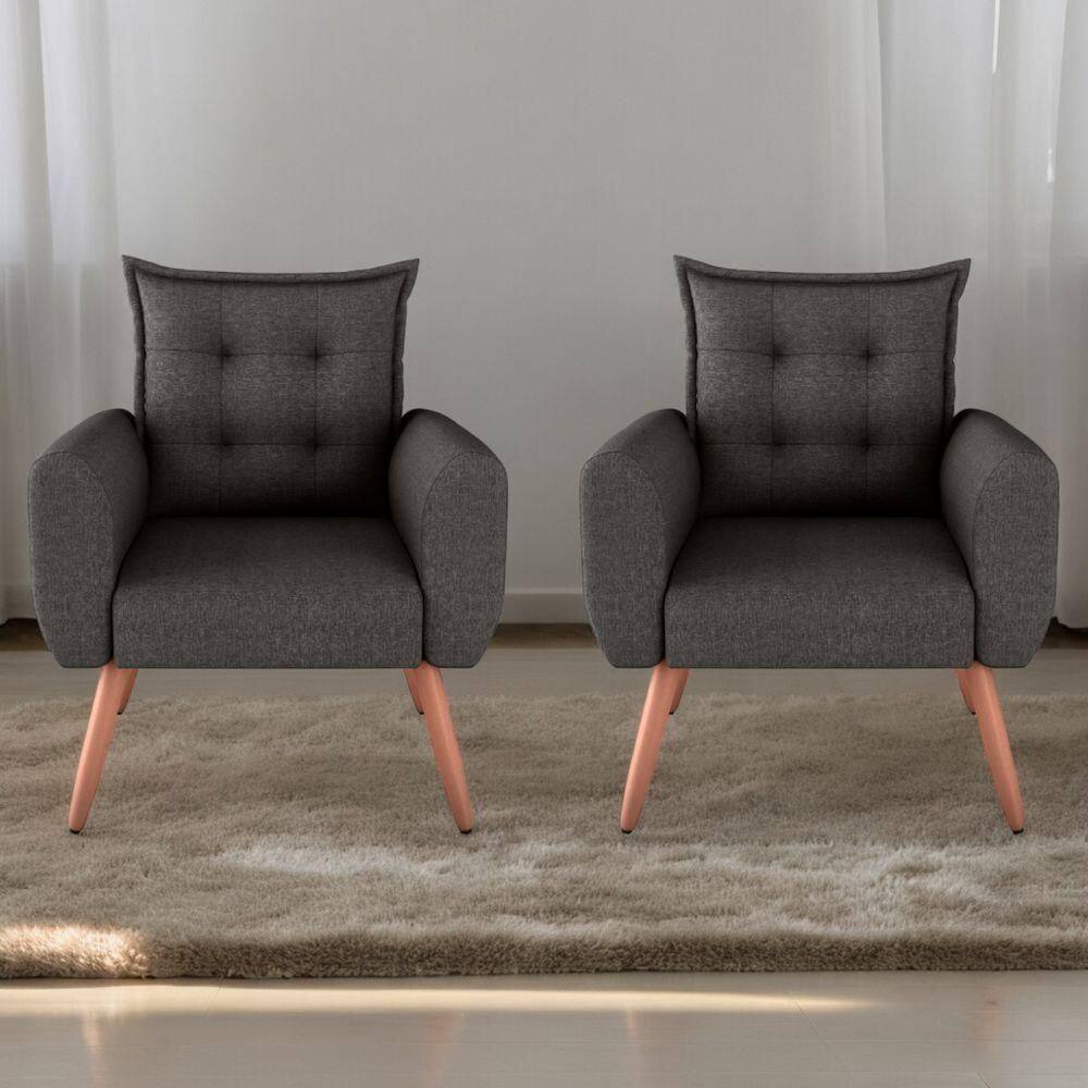 Jogo De Poltronas Decorativas Park Linho Chumbo