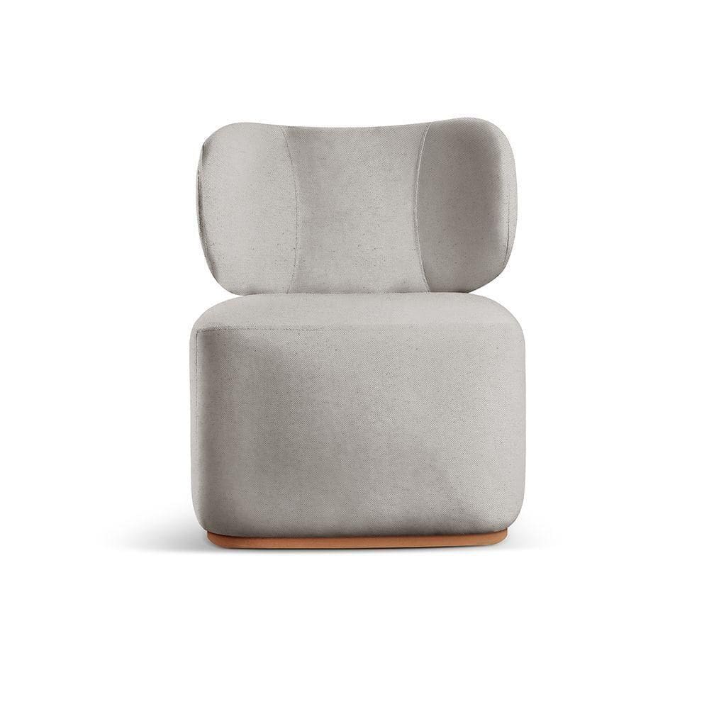 Poltrona Para Sala De Estar Moderna Sun linho Cinza 101
