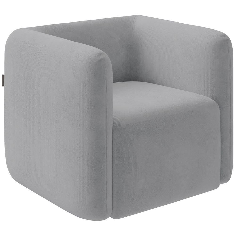 Poltrona Decorativa Para Sala De Estar Fixa Living Peônia K01 Veludo Cinza