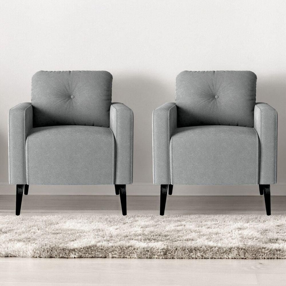 Jogo De Poltronas Decorativas Nina Boucle Cinza