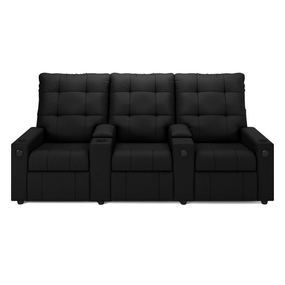 Poltrona Do Papai Reclinável Cinema 3 Lugares Manual Baú Usb Haifa F05 Veludo Preto - Lyam Decor