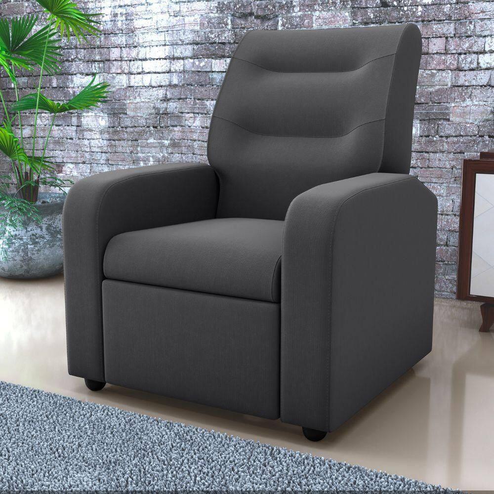 Poltrona Decorativa Reclinável Cecilia Veludo Light Cinza