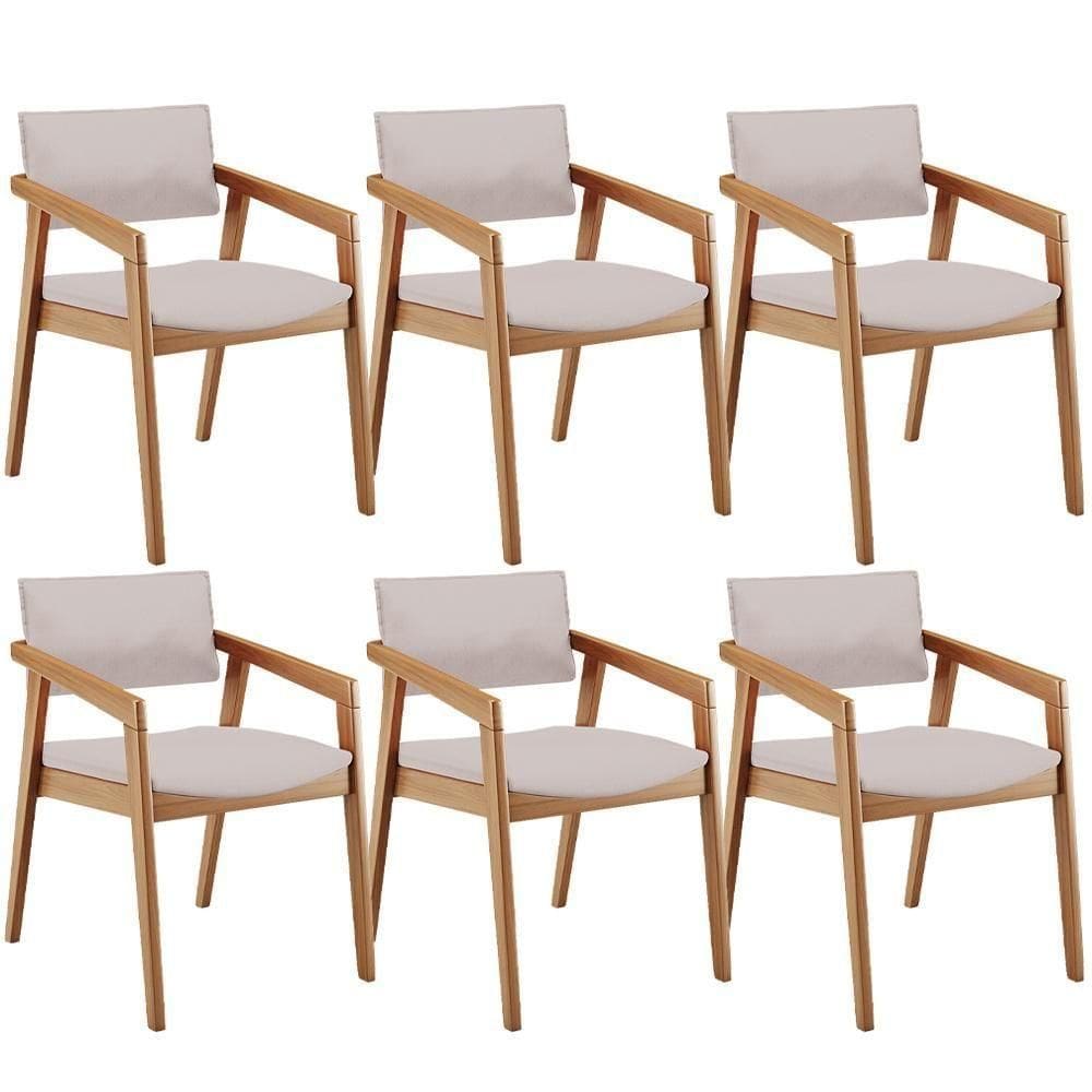 Kit 06 Cadeiras Para Sala De Jantar Estar Living Giorgia B04 Linho Bege