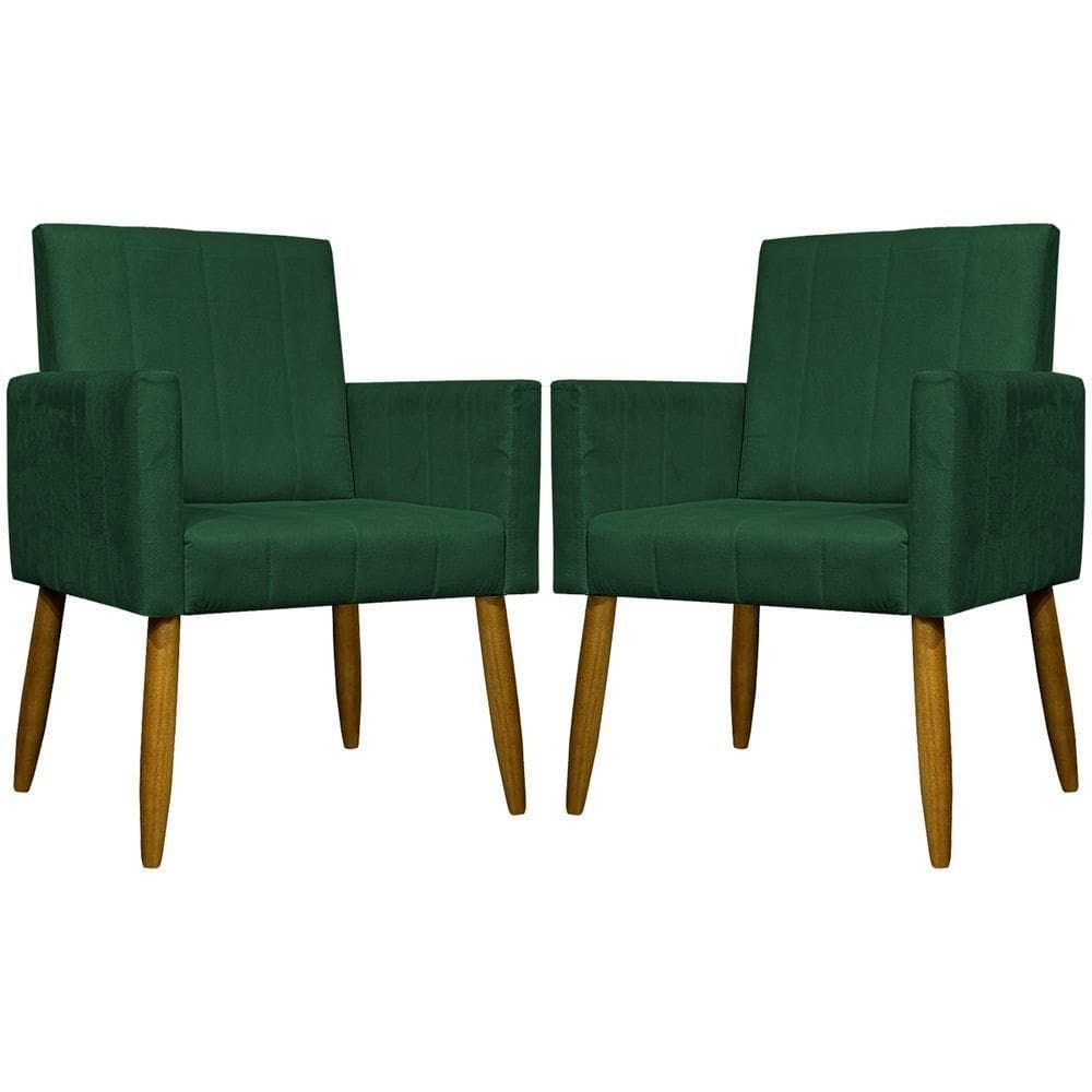 Kit 2 Poltronas Decorativas Mari Suede Pé Palito - Verde Suede