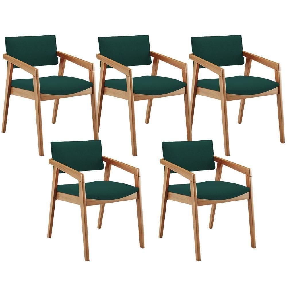 Kit 05 Cadeiras Para Sala De Jantar Estar Living Giorgia B04 Bouclê Verde