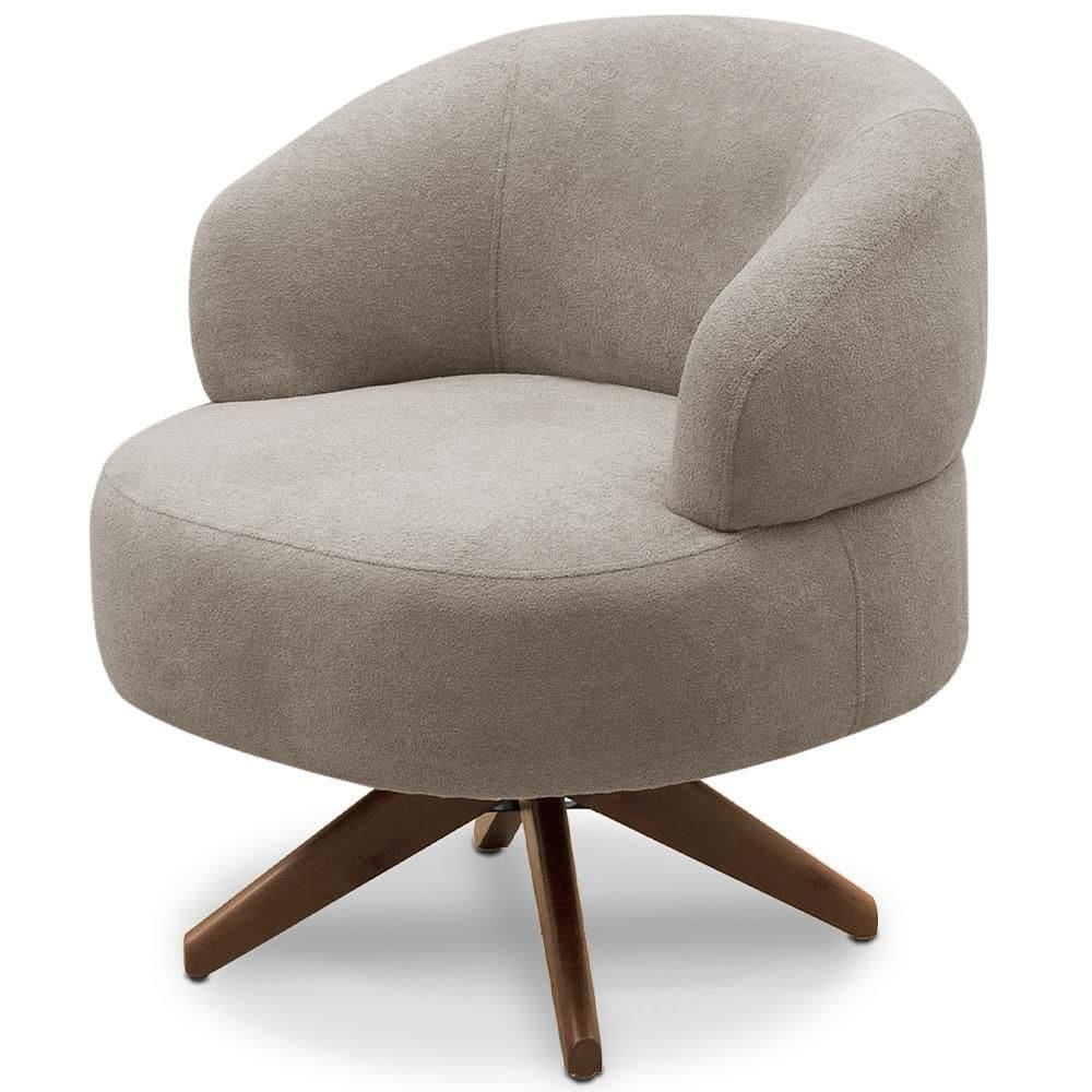 Poltrona Decorativa Giratória Sala De Estar Living Seven F04 Bouclê Castor