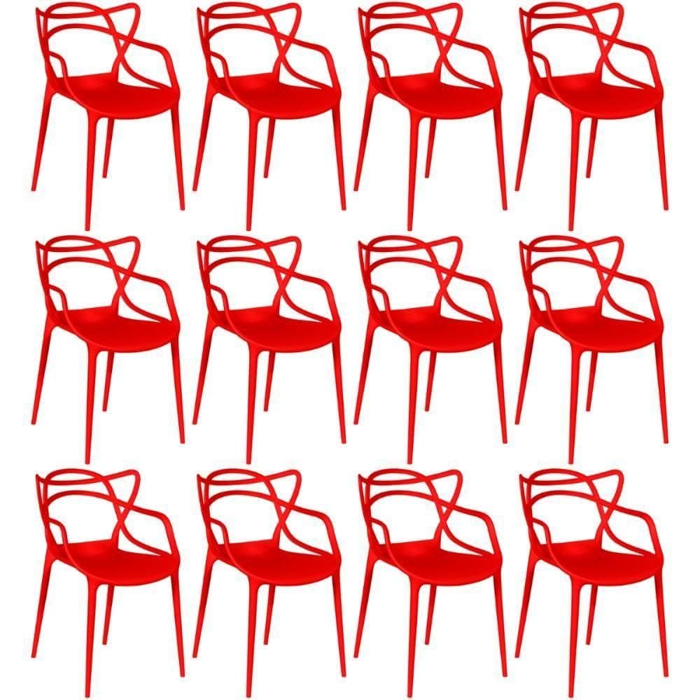 Kit 12 Cadeiras Allegra Empilhável Com Inmetro Magazine Decor - Vermelho
