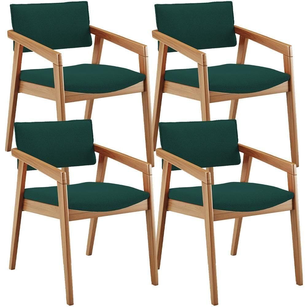 Kit 04 Cadeiras Para Sala De Jantar Estar Living Giorgia B04 Bouclê Verde