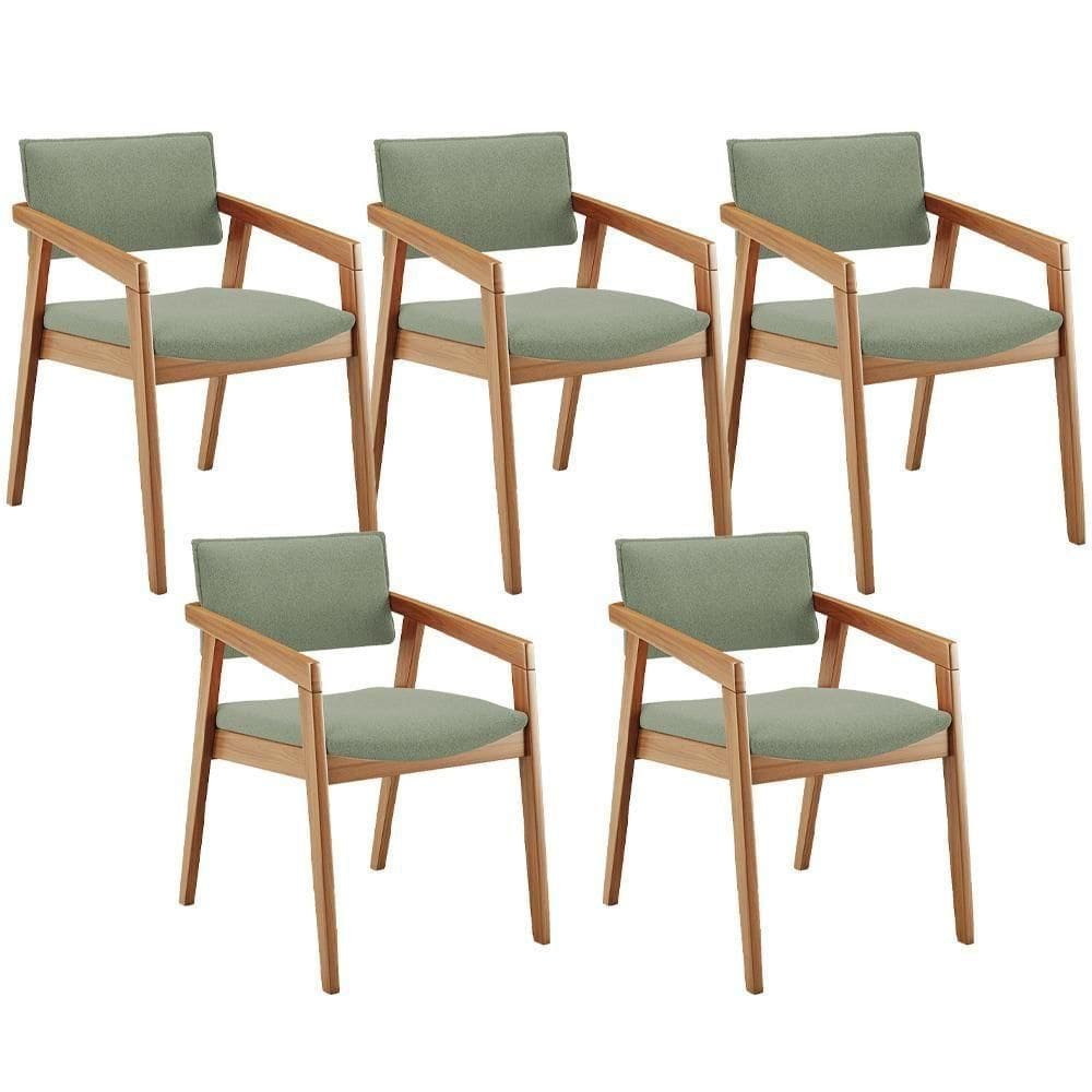 Kit 05 Cadeiras Para Sala De Jantar Estar Living Giorgia B04 Bouclê Oliva