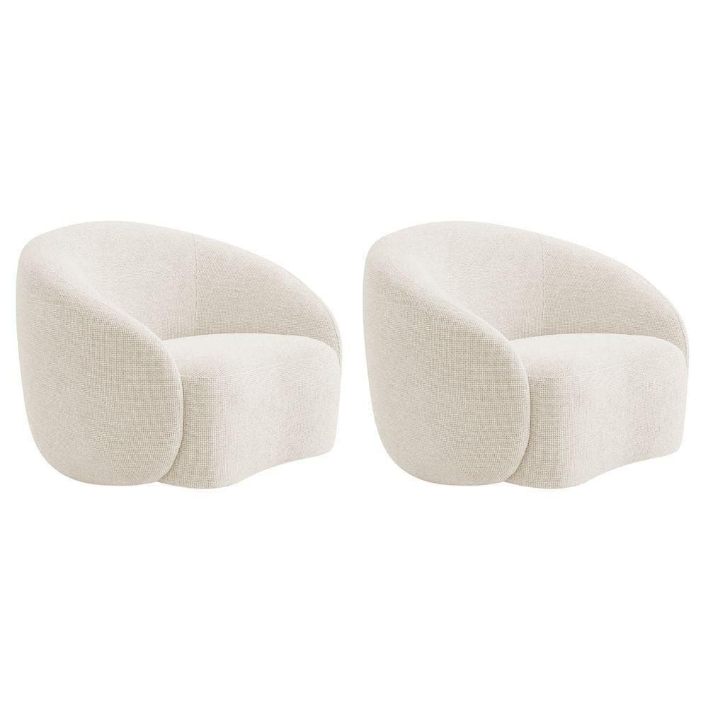 Kit 02 Poltronas Orgânica Luxo Recepção Amore Bouclé Adj Decor Bege