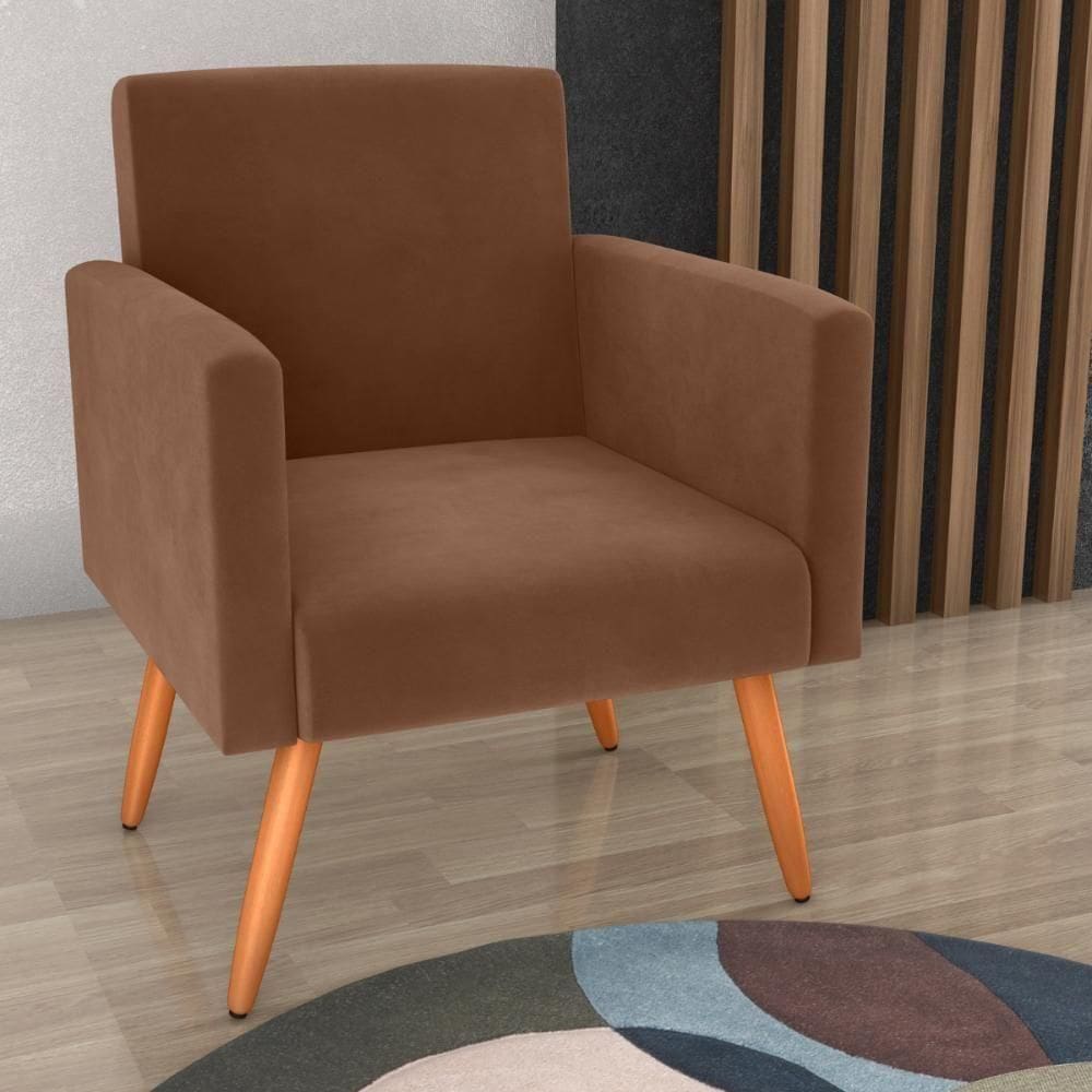 Poltrona Decorativa Para Sala Pará Veludo Ferrugem