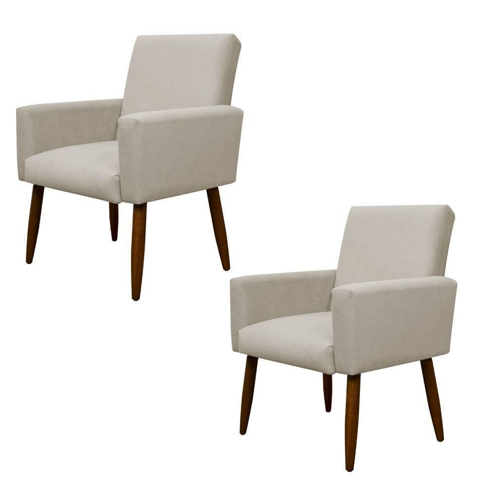 Kit 2 Poltronas Decorativa Sala E Quarto Nina Suede Herrero Cor:bege