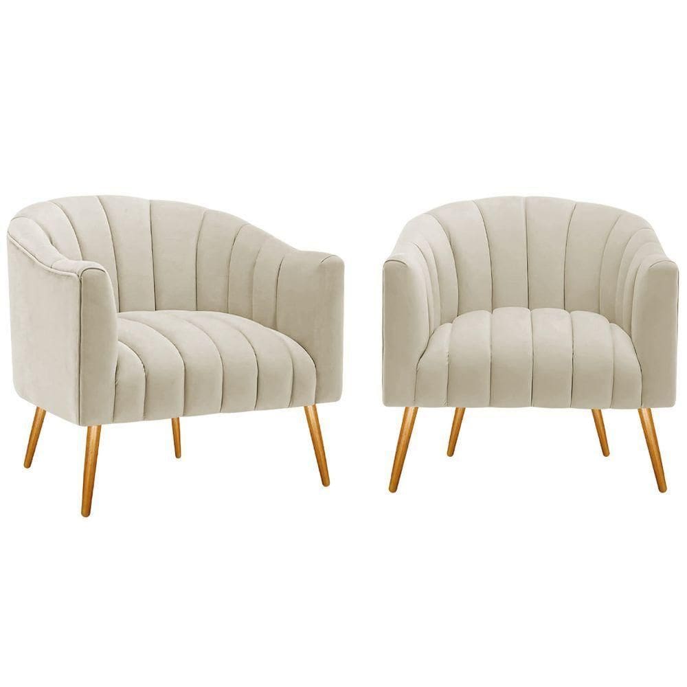 Kit 2 Poltronas Decorativas Sala De Estar Recepção Senna Bouclé - Adj Decor Cor Cinza