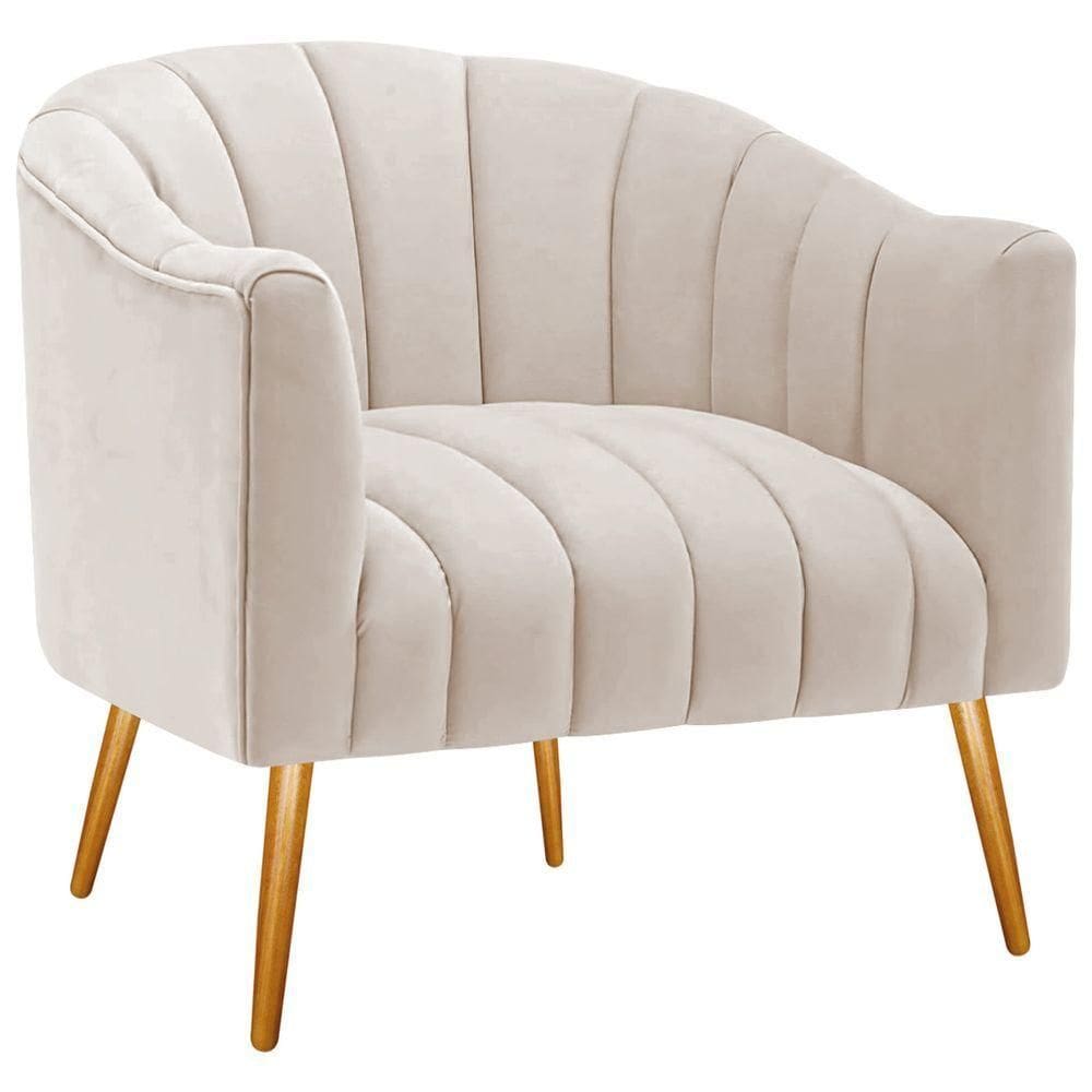 Poltrona Decorativa Sala De Estar Recepção Senna Linho - Doce Sonho Móveis Cor Rosê