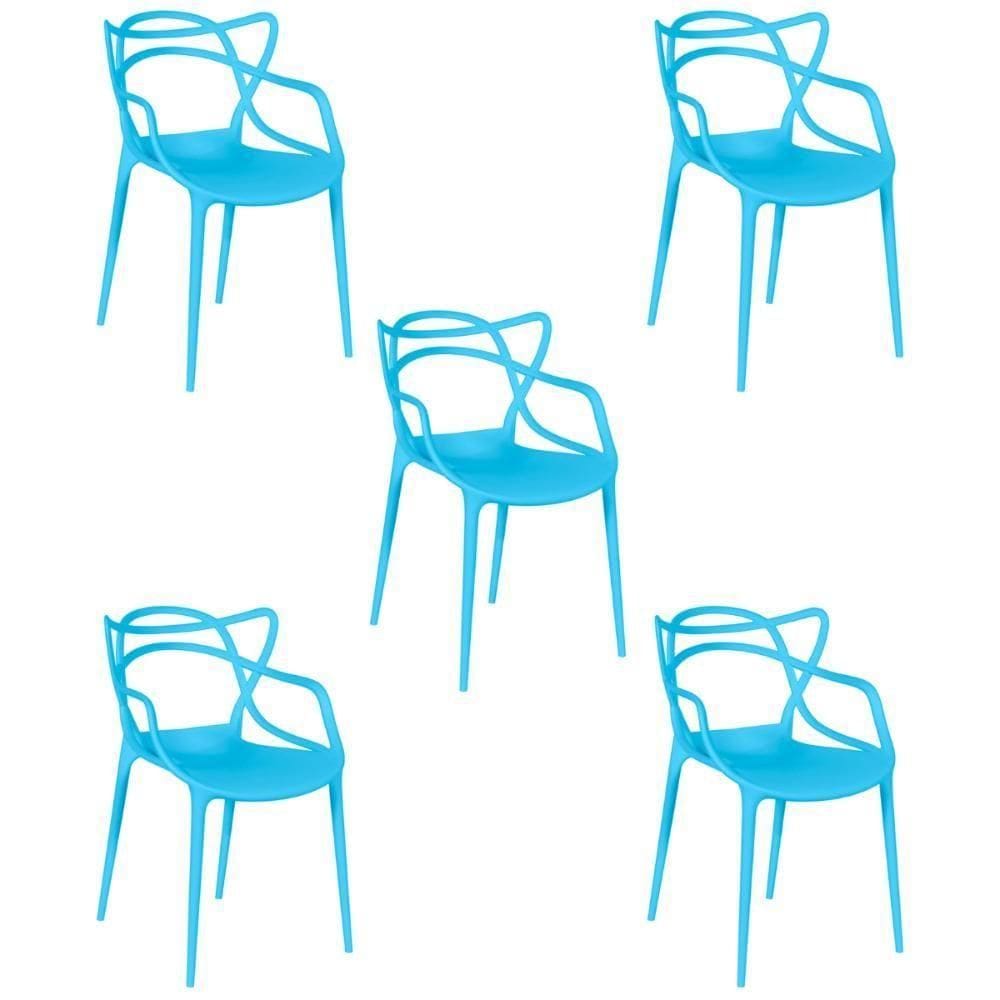 Kit 5 Cadeiras Allegra Empilhável Com Inmetro Magazine Decor - Azul