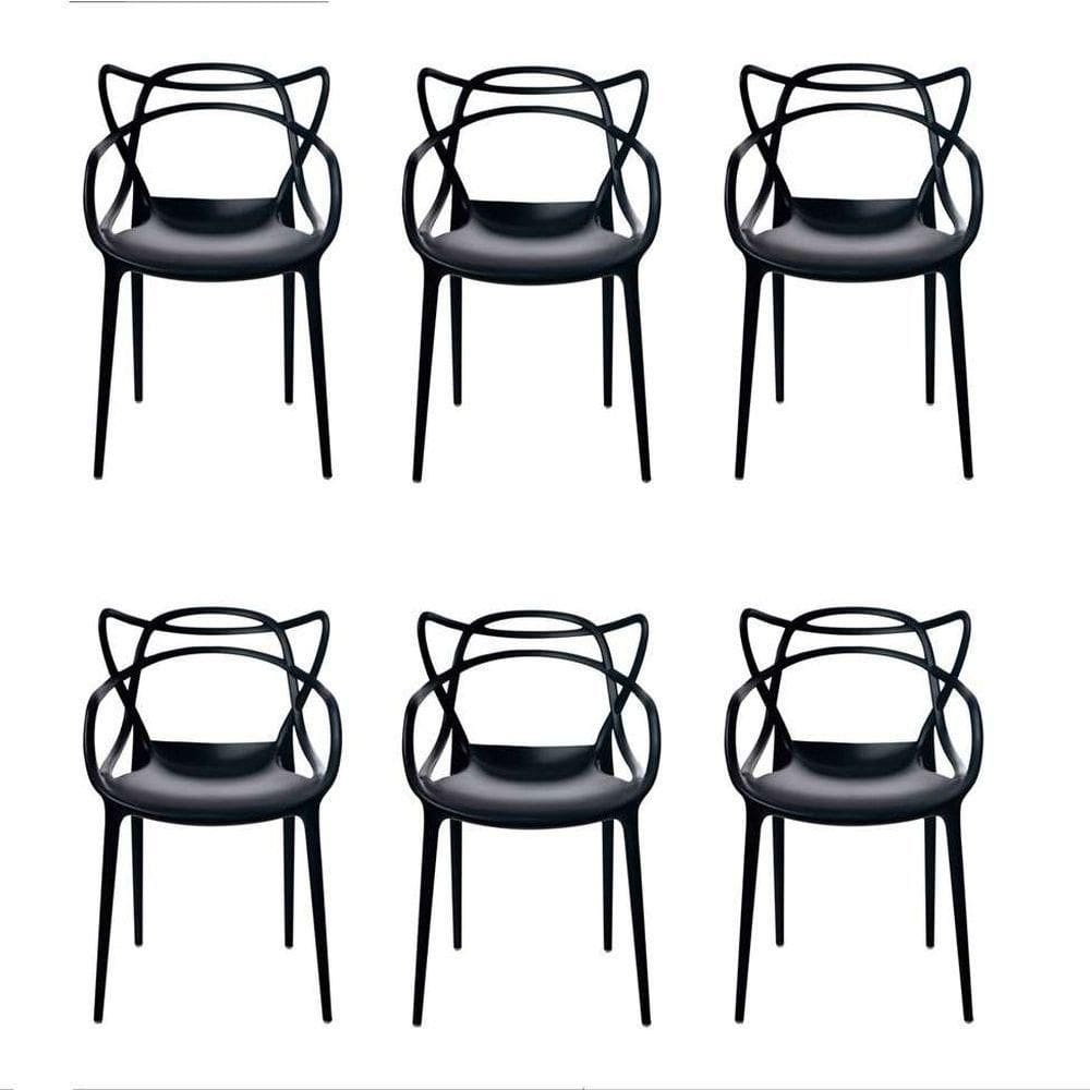 Kit C/6 Cadeira Allegra Masters Polipropileno Preta