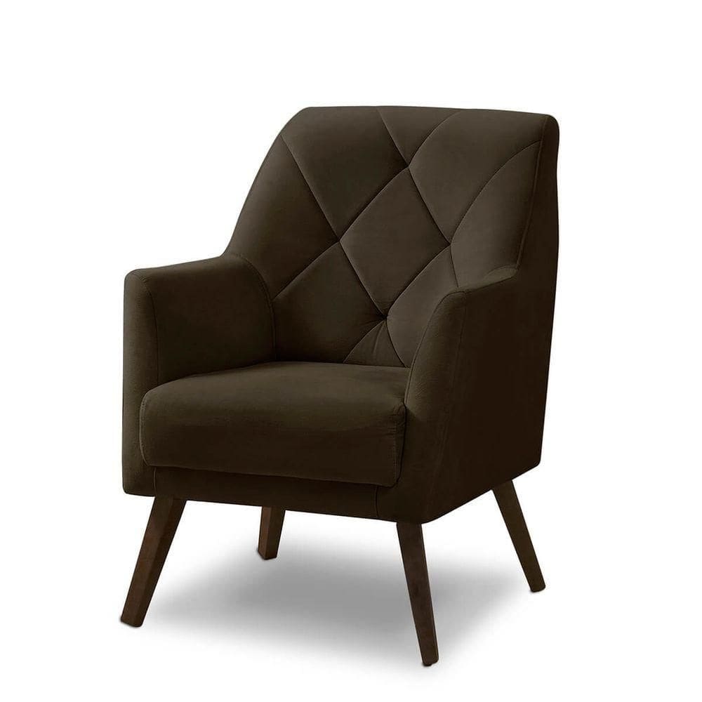Poltrona Decorativa Retrô Recepção Magali Veludo Marrom Lansofbr